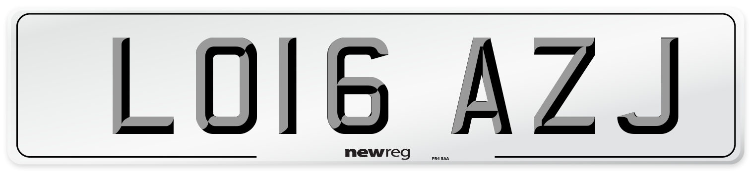 LO16 AZJ Number Plate from New Reg